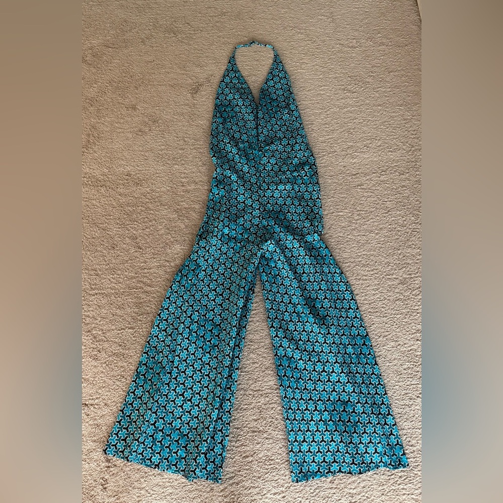 Banana Republic Teal and Black Patterned Jumpsuit- White Lotus Collection - Picture 8 of 10